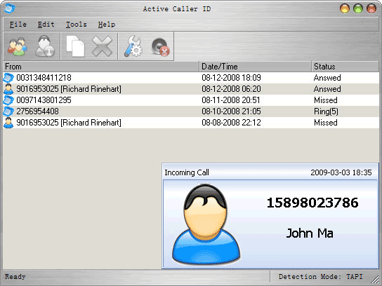 Screenshot of Active Caller ID