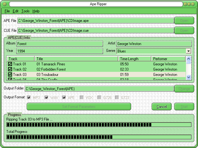 split big ape+cue files to separate mp3 files or wav, ape, vox, g723, g726 files