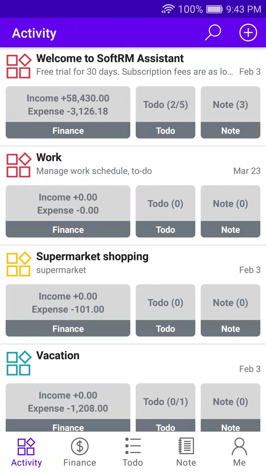 Screenshot of SoftRM Assistant